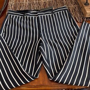 NWT, BANANA REPUBLIC NAVY BLUE & WHITE STRIPED PANTS, MACHINE WASHABLE